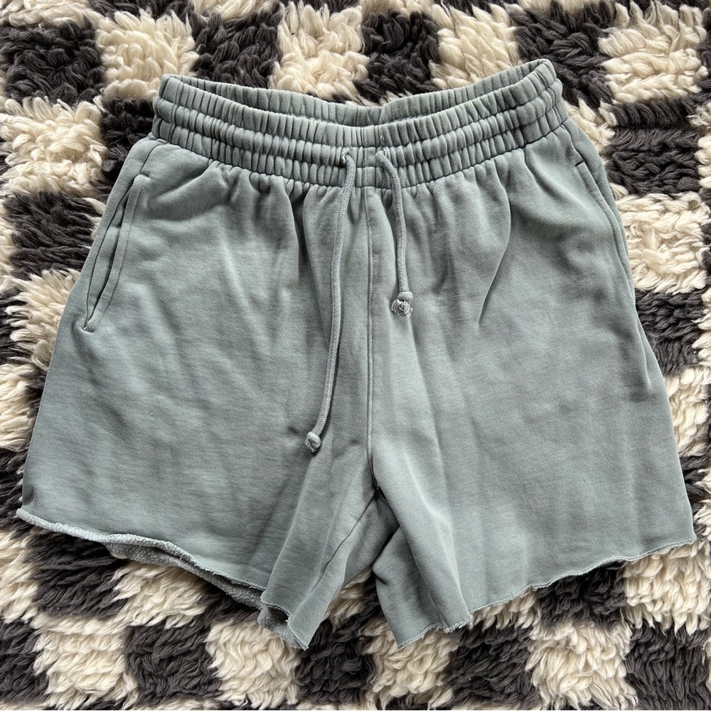 Aritzia TNA light blue cozy fleece sweat shorts